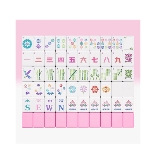 Pink American Mahjong Tile Set 160 Melamine Mahjong Tiles 1.2 Inch with Mahjong Tile Bag and Mahjong Accessories Suitable for Friends and Family Gatherings Mahjong Tiles (Pink) (New in Box)