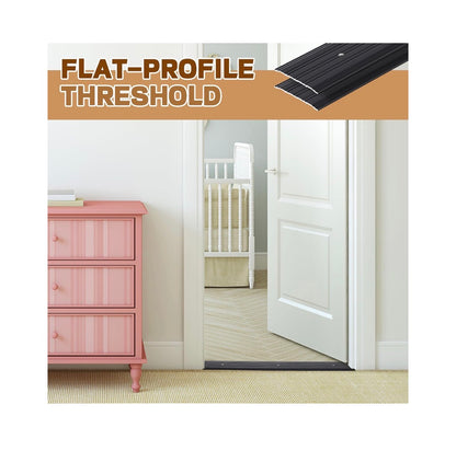 4 Pieces 5 Inch X 1/4 Inch X 36 Inch Door Saddle Threshold for Doorway Interior Sturdy Aluminum Commercial Fluted Saddle Door Threshold Durable and Sleek Doorway Entryway Access Draft Portion (Black) (New in Box)