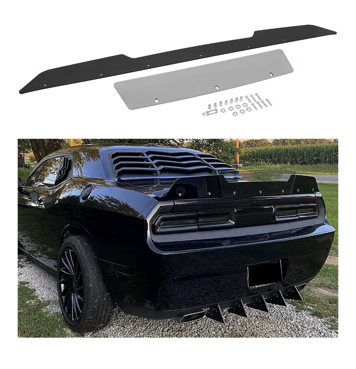 Rear Wicker bill Spoiler for Dodge Challenger 2008-2014 SRT RT Hellcat Pack Model 2 Piece Wicker Bill Spoiler Add on Style with RivNut Tool (New in Box)