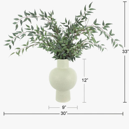 33 Inch Faux Ruscus Plant in Ceramic Decorative Vase (New in Box)