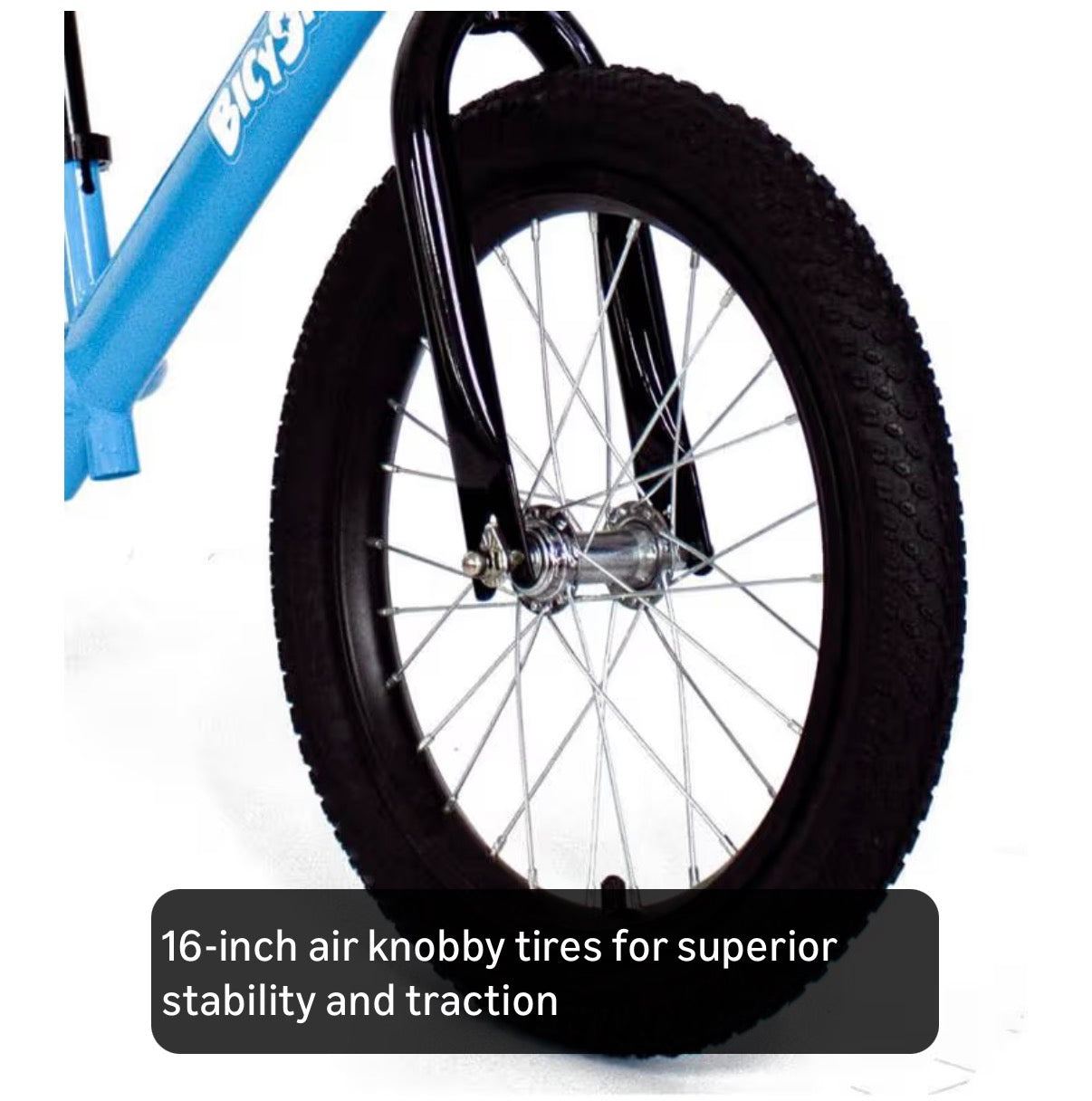 Bicystar 16 Inch Kids Balance Bike for 5-8 Year Olds, No Pedals, Air Tires, Footrests, Adjustable Height (Blue) (New in Box)