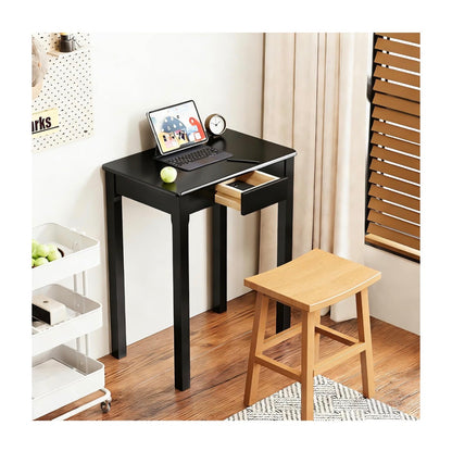 Solid Wood Desk with Drawers 24 X 16 Inch Single Narrow Desks, Rubber Wood Study Table, Small Writing Desks for Small Spaces/Bedroom Modern Black Desk (New in Box)