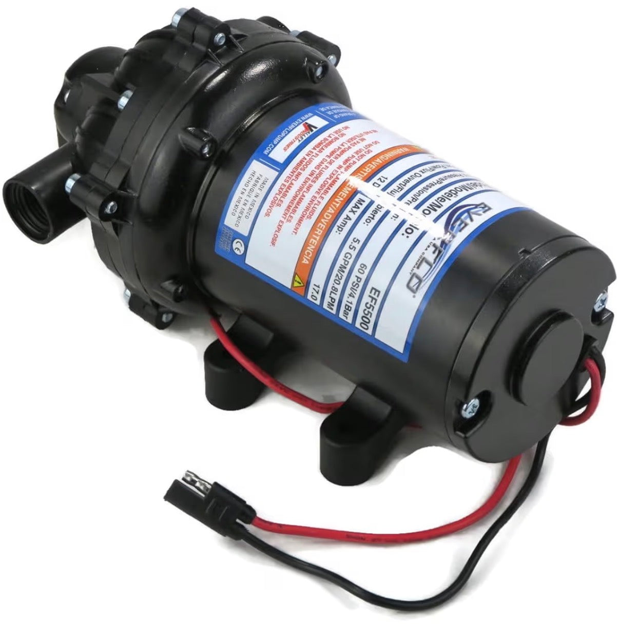 The ROP Shop EVERFLO 12 Volt 5.5 GPM Diaphragm Water Pump 60 PSI Lawn Sprayers, Boats, RV's