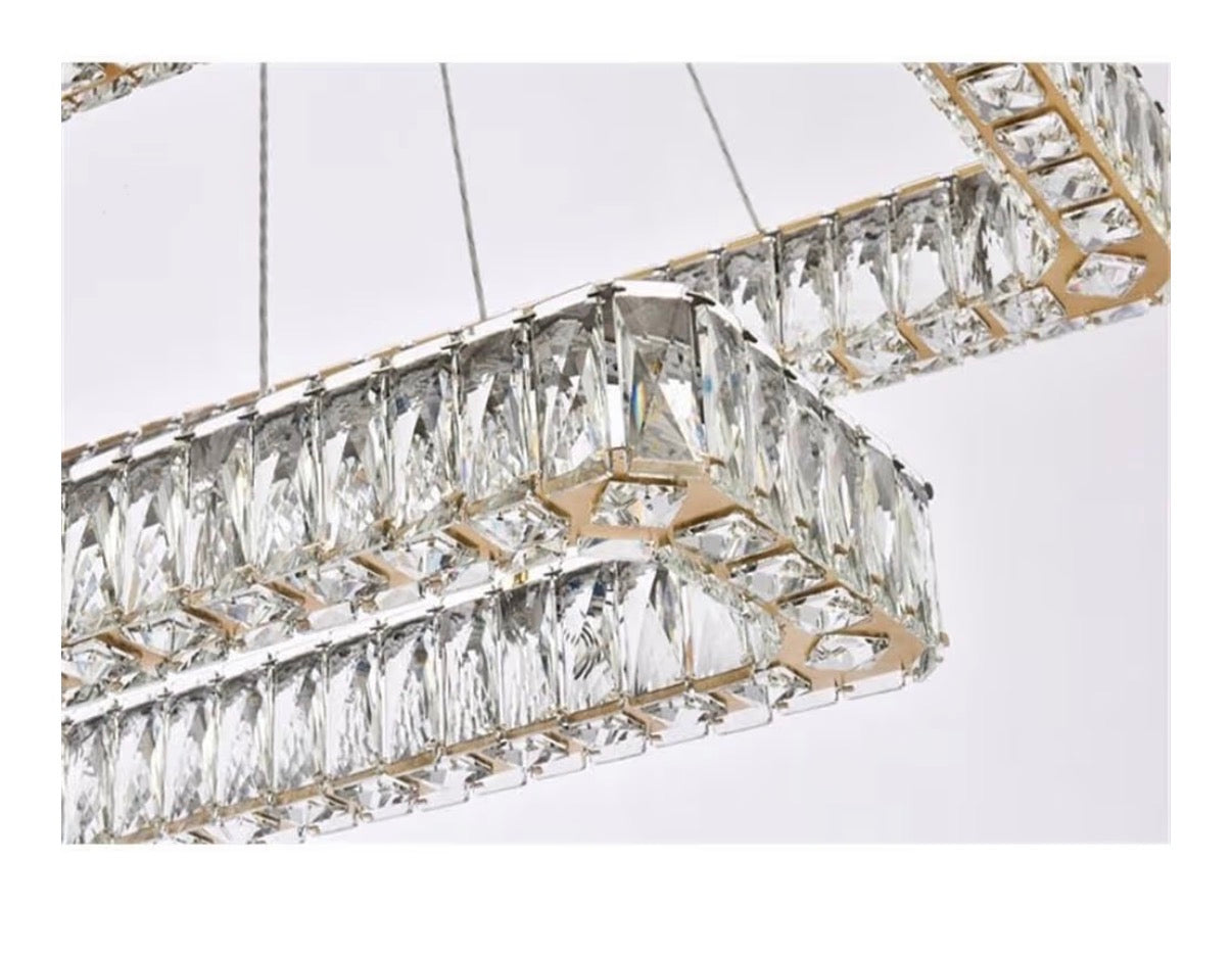Elegant Lighting Monroe 42 Inch Led Double Rectangle Pendant In Gold