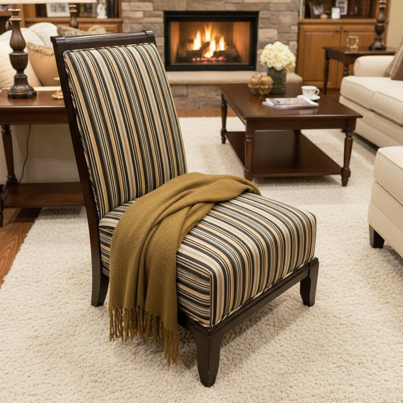 Schnadig Mahogany Striped Chair