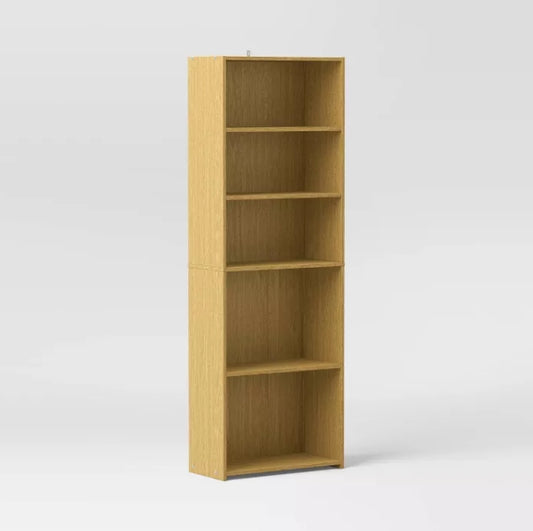 (New) 5 Shelf Dorm Bookcase Natural Wood - Room Essentials