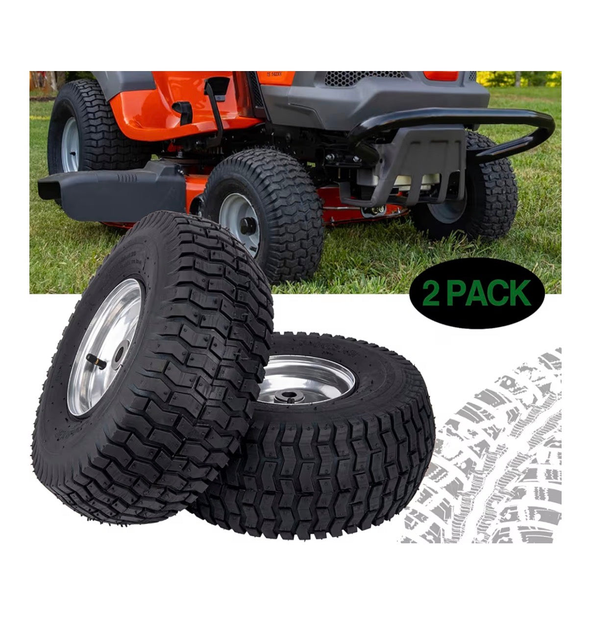 15 X 6.00-6 Lawn Mower Tire and Wheel Front Tire Compatible with John Deere Craftsman Husqvarna Riding Mowers Lawn Tractors (New in Box)