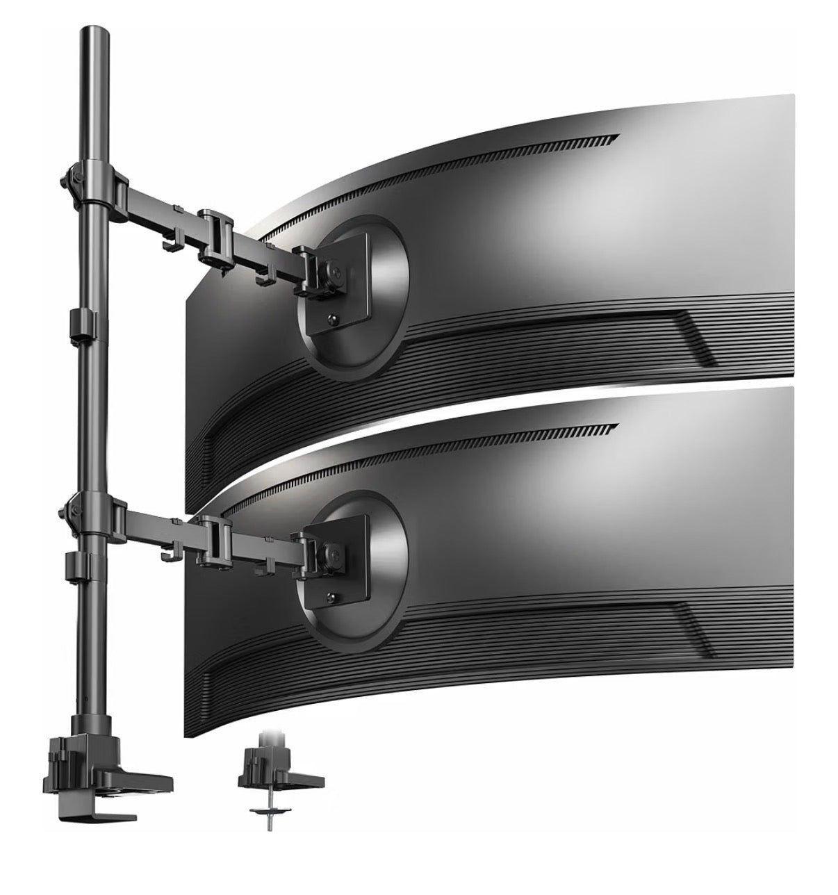 VIVO Dual Ultra Wide Monitor Extra Tall Desk Mount for up to 49 Inch Ultra, Clamp-On Adjustable Stand Holds 44lbs per Screen, VESA up to 100x100mm (Black) (New in Box)