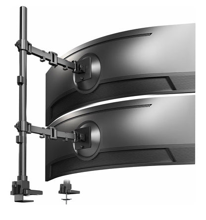 VIVO Dual Ultra Wide Monitor Extra Tall Desk Mount for up to 49 Inch Ultra, Clamp-On Adjustable Stand Holds 44lbs per Screen, VESA up to 100x100mm (Black) (New in Box)