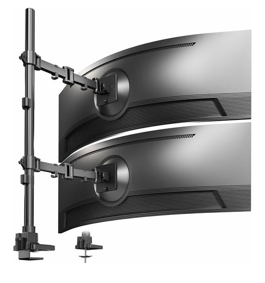 VIVO Dual Ultra Wide Monitor Extra Tall Desk Mount for up to 49 Inch Ultra, Clamp-On Adjustable Stand Holds 44lbs per Screen, VESA up to 100x100mm (Black) (New in Box)