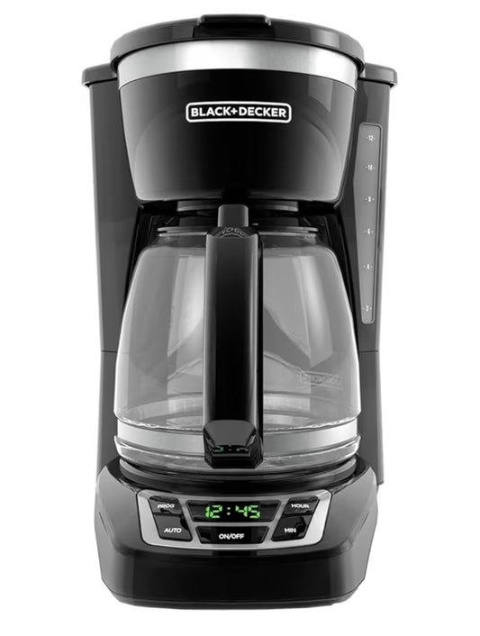 Black & Decker 12 Cup Drip Coffee Maker with Vortex Brewing for Rich Coffee Extraction, Programmable Timer, Sneak-A-Cup and Auto Shutoff (Black) (New in Box)