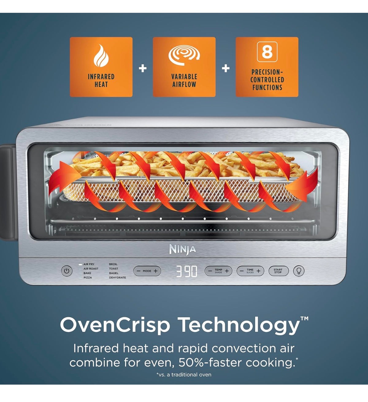 Ninja Flip Toaster Oven & Air Fryer, 8-in-1 Stainless Steel, SP151 Air Frye, Bake, Broil, Toast, Bagel, Dehydrate, Reheat, 1800W, Flip Up & Away, XL Capacity (New In Box)