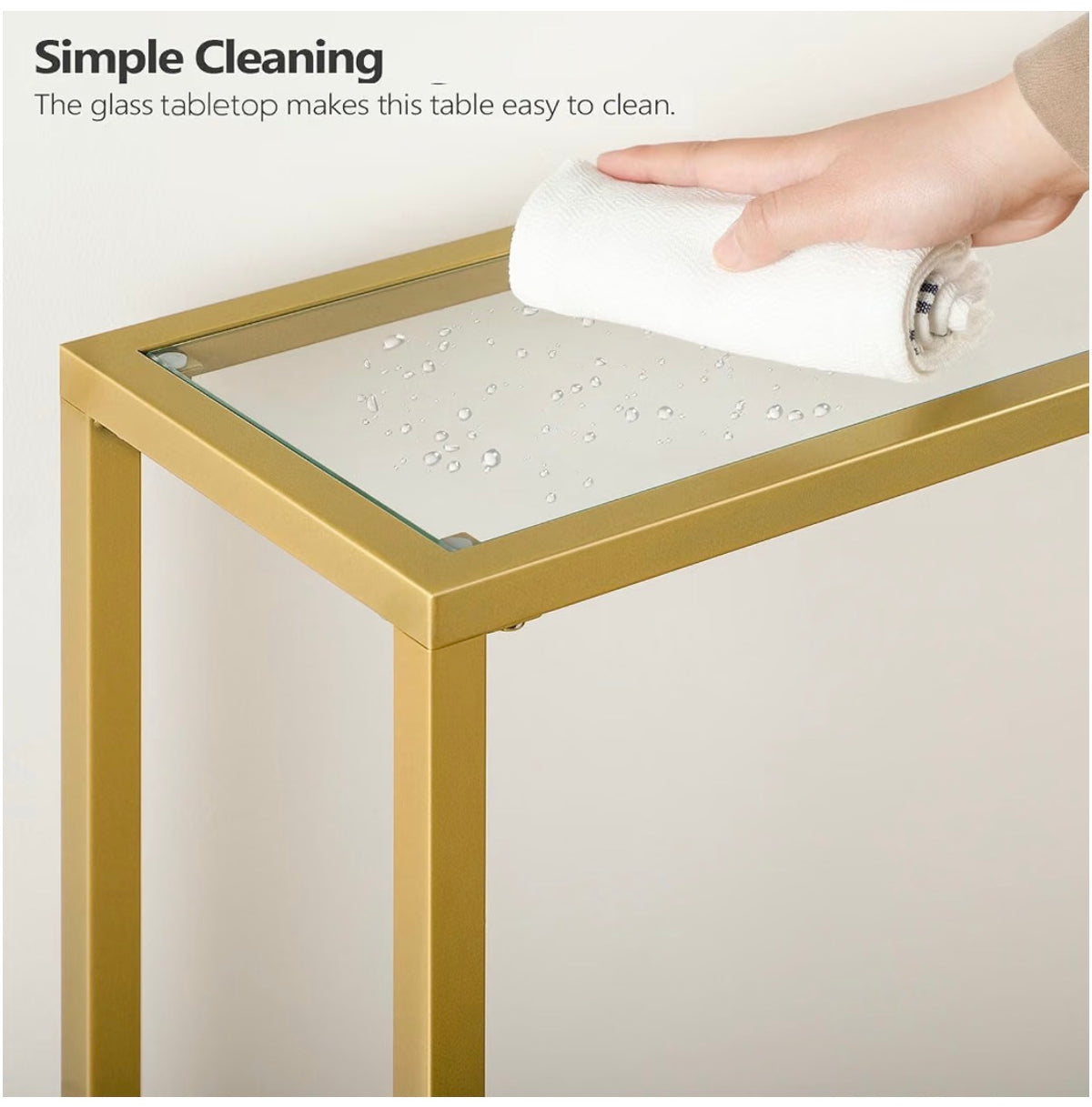 39.4 Inch Narrow Console Table, Tempered Glass Sofa Table Behind Couch Table Modern Entryway Table, Metal Frame for Living Room, Hallway (Gold) (New in Box)
