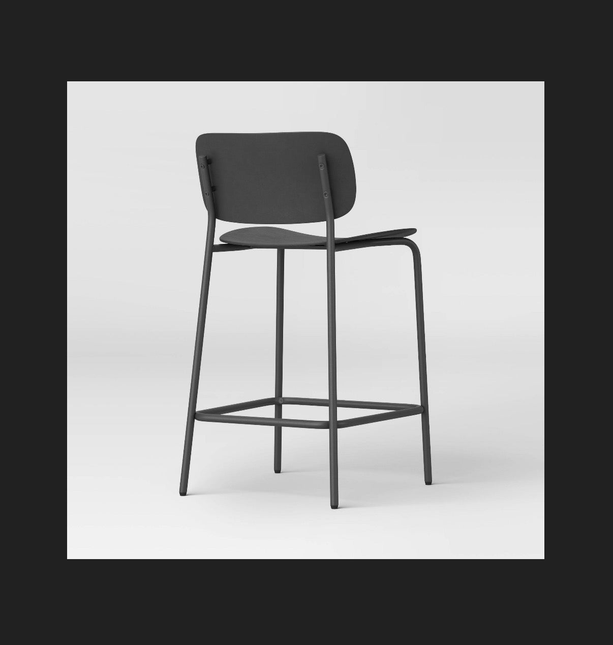 Set of 2-24 Inch Molded Plastic with Metal Base Counter Height Barstools with Footrest (Black) (New in Box; needs to be assembled)