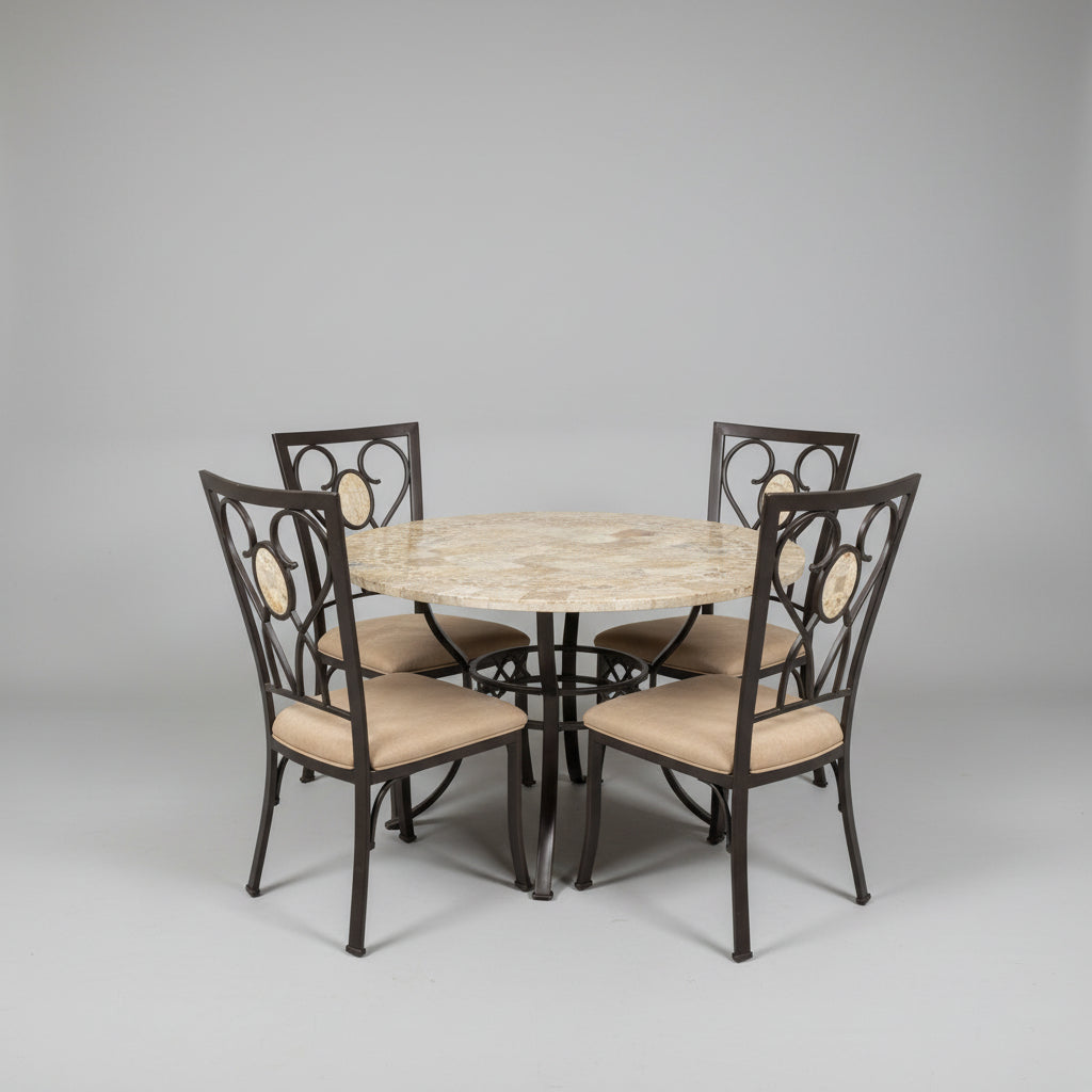Faux-Stone Top Round Dining Table