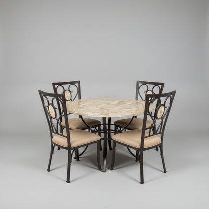 Faux-Stone Top Round Dining Table