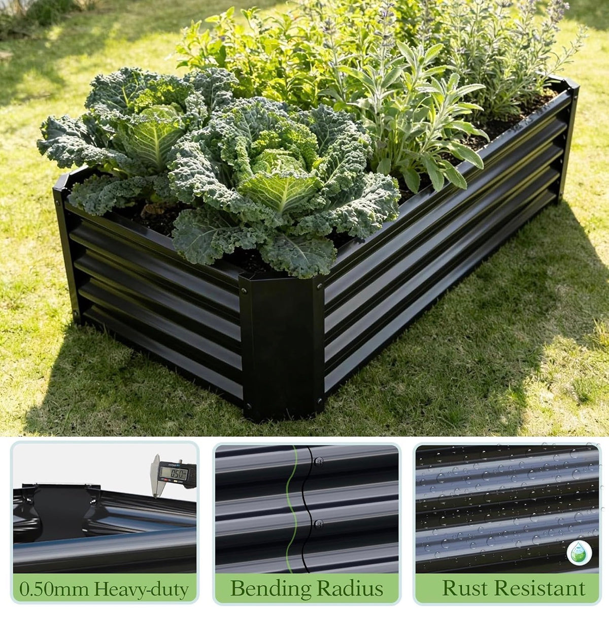 Metal Galvanized Raised Garden Bed Kit 4 Ft. X 2 Ft. 1 Ft. Open Base for Growing Vegetables, Flower, Herbs, Fruits, Succulents Outdoor (New in Box)