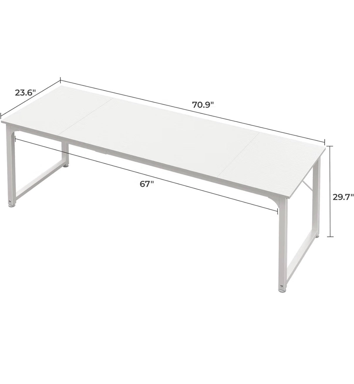 Huuger Computer Desk, 70 Inch Office Desk, Gaming Desk with Storage, Writing Desk for Home Office, Study, Long Simple Desk, Large Legroom, Metal Frame (White) (New in Box)