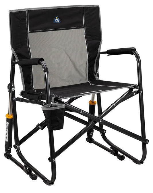 GCI Outdoor Freestyle Rocker Outdoor Rocking Chair with Beverage Holder (Black) (New in Box)