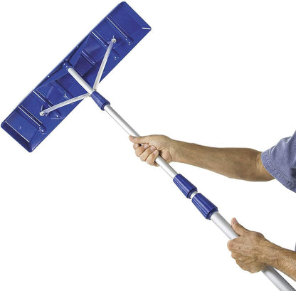 Snow Joe Telescoping Roof Rake, Extendable Leaf & Snow Shovel with Poly Blade, 25 Inch Wide