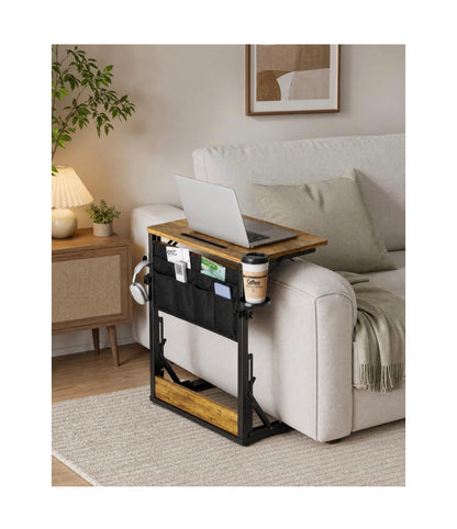 Adjustable TV Tray Table with Cup Holder, Storage Bag & Table Slot Easy Assembly TV Dinner Tray Table, 21.6 Inch Foldable Table Tray, TV Trays for Eating on Couch, Bed & Chair (New in Box)