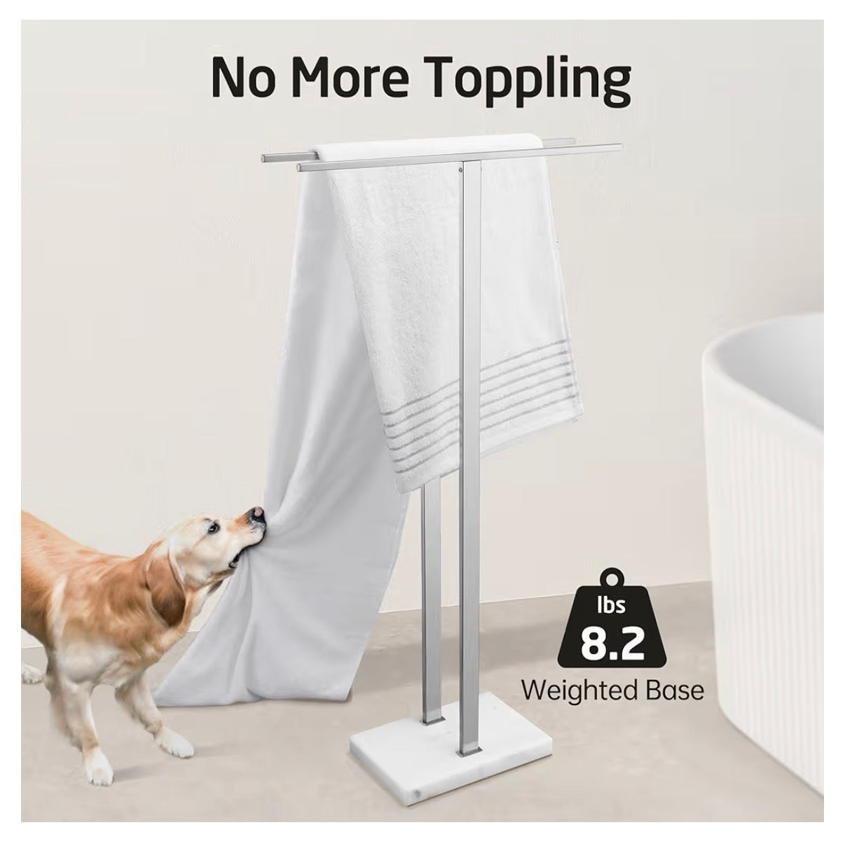 KES Standing Towl Rack Taller Version 37 Inch Height Bathroom Towel Rack Stand with Marble Base, Free Standing Towel Holder Stand (Stainless Steel Brushed Finish) (New in Box)