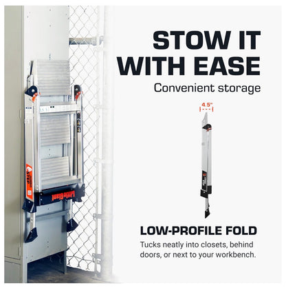 Little Giant Jumbo Step 3-Step Foldable 2.2 Ft. Aluminum Stool Foldable Aluminum Step Stool, Extra-Wide Stair Like Treads, Rotating Handrail, Tool Tray, 375 lbs. Weight Capacity (New in Box)