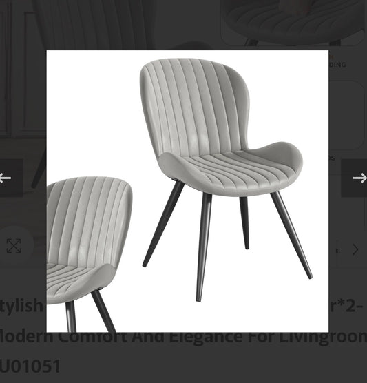 Stylish Leather & Iron Dining Chair 2 Modern Comfort and Elegance for Livingroom (Gray) (New in Box)