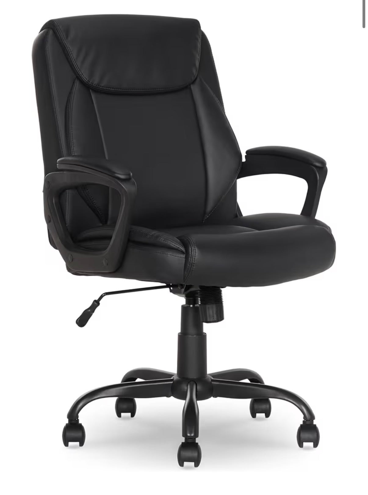 Amazon Basics Classic Puresoft PU Padded Mid-Back Office Desk Chair with Armrest, Easy Assembly, Sturdy Metal Base, Wheels, 275lb Support 26 Inch X 23.75 Inch X 42 Inch (Black) (New in Box)