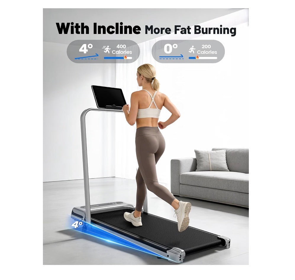 Yugud Waling Pad, Walking Pad Treadmill for Home, Office, Portable Under Desk Treadmill with Remote Control and LED Display, Walking, Jogging, Running Machine (Silver) (New in Box)