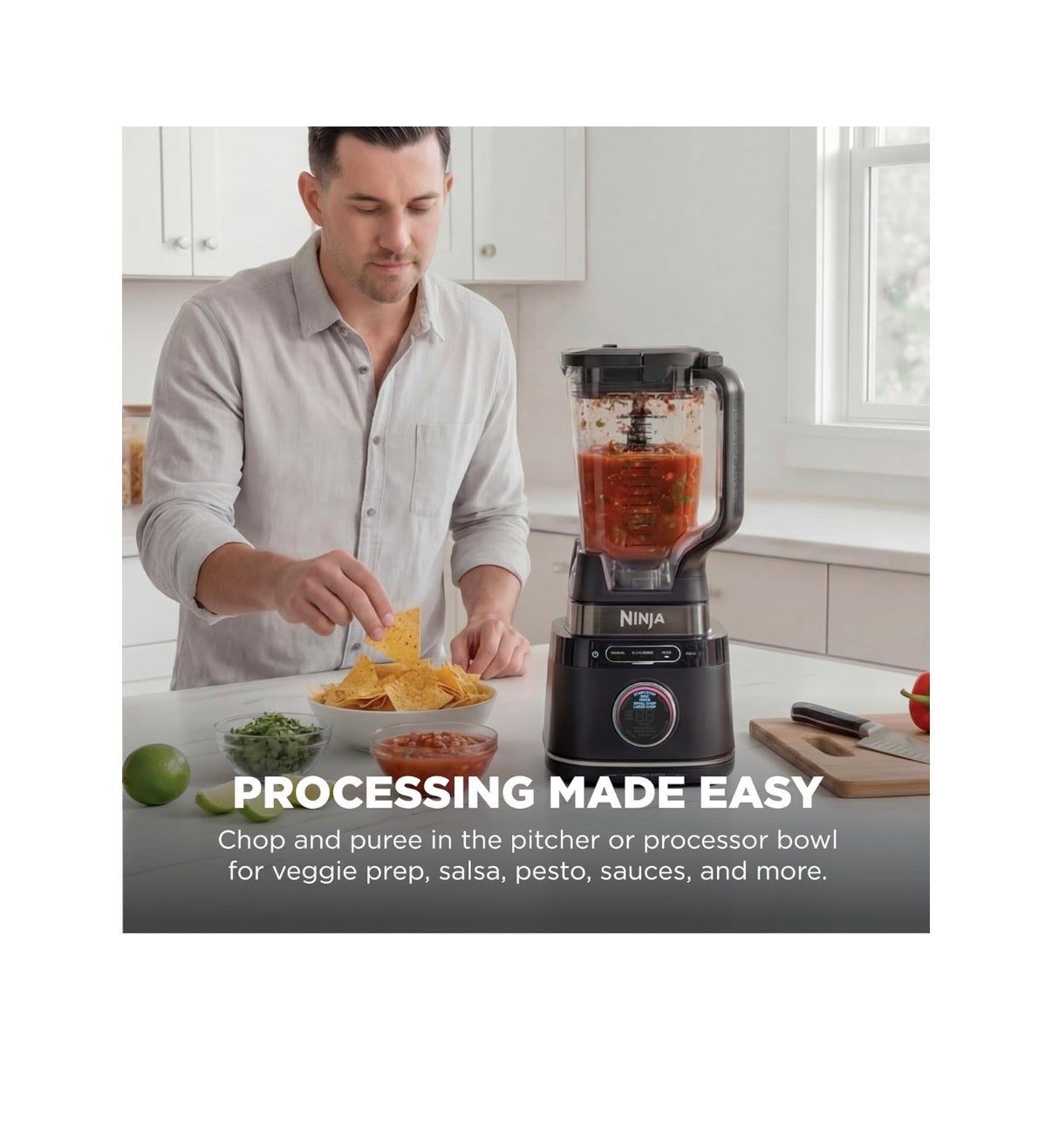 Ninja Kitchen System, Blendsense Tech, 72 Oz, 1800PW, For Smoothies, Cookie Dough, Salsa & More, 8 Cup Processor Bowl, 24 Oz Cup, (Black) (New in Box)