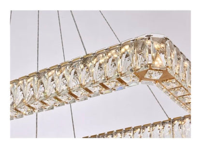 Elegant Lighting Monroe 42 Inch Led Double Rectangle Pendant In Gold