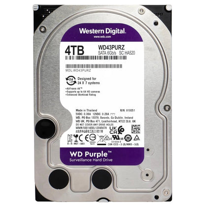 Western Digital 4 TB WD Purple Surveillance Internal Hard Drive HDD SATA 6Gb/s 256 MB Cache, 3.5 Inch (New in Package)