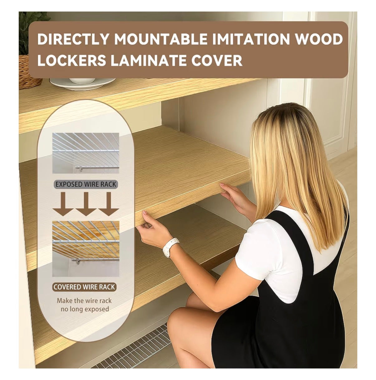 5 Pack 38 Inch X 16 Inch Wire Shelf Cover for Pantry, Closet, Kitchen Waterproof PVC Wood Look Wire Rack Covers for Shelves, Multiple No Tool Installation (New in Box)