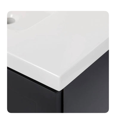 Cauley 60 Inch Black Double Sink Bathroom Vanity with White Cultured Marble Top (New in Box)