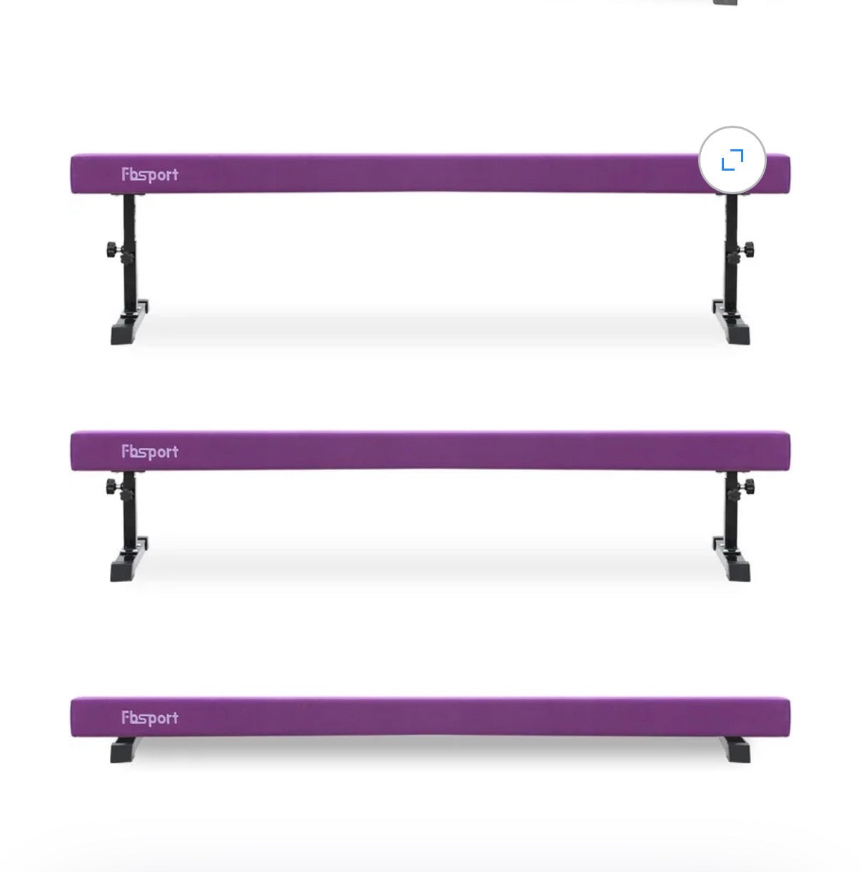 FBSPORT 8 Ft. Adjustable Balance Beam, High and Low Floor Beam Gymnastics Equipment for Kids/Adult, Gymnastics Beam for Training, Practice, Physical Therapy Professional Home Training with Legs (Purple) (Good Used Condition)