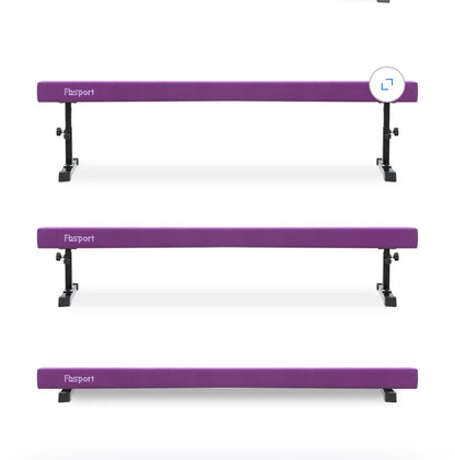 FBSPORT 8 Ft. Adjustable Balance Beam, High and Low Floor Beam Gymnastics Equipment for Kids/Adult, Gymnastics Beam for Training, Practice, Physical Therapy Professional Home Training with Legs (Purple) (Good Used Condition)