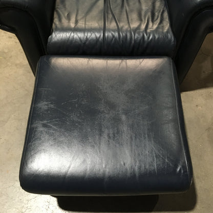 Leather Center Chair with Ottoman