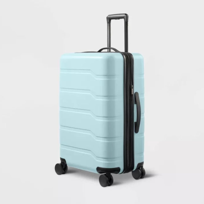(New) Hardside Medium Checked Spinner Wheels Suitcase - Open Story