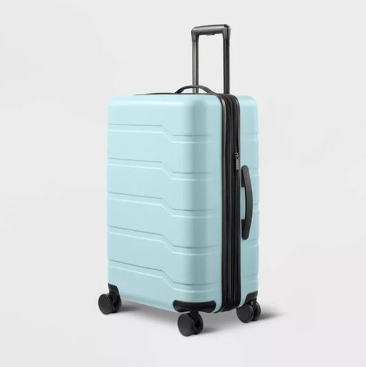 (New) Hardside Medium Checked Spinner Wheels Suitcase - Open Story
