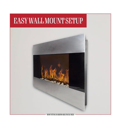 Northwest Electric Fireplace 36 Inch X 8.6 Inch X 22 Inch (Silver) (New in Box)