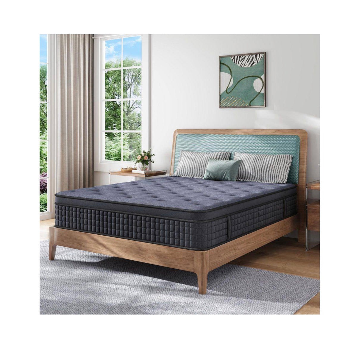 King Mattress 12 Inch Hybrid Mattress in a Box Medium Firm with Euro Top for Pressure Relief (New in Box)