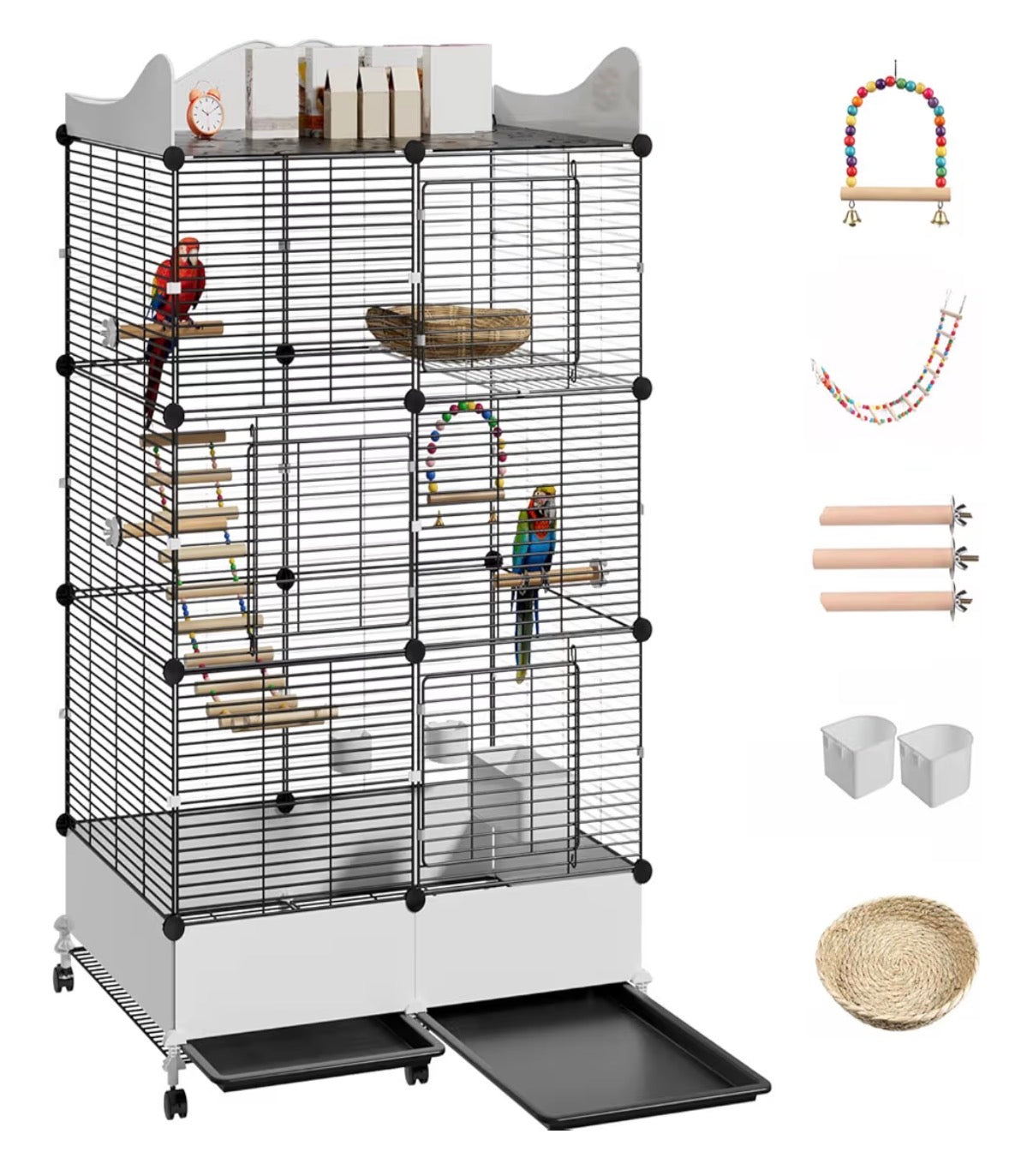 Encrypted Bird Cage Large Bird Cages 57 Inch Top Storage Space, Bottom Splash Guard with Essential Bird Supplies Durable & Spacious (New In Box)
