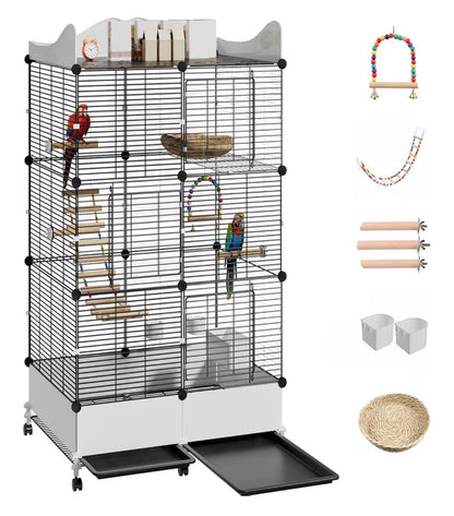 Encrypted Bird Cage Large Bird Cages 57 Inch Top Storage Space, Bottom Splash Guard with Essential Bird Supplies Durable & Spacious (New In Box)