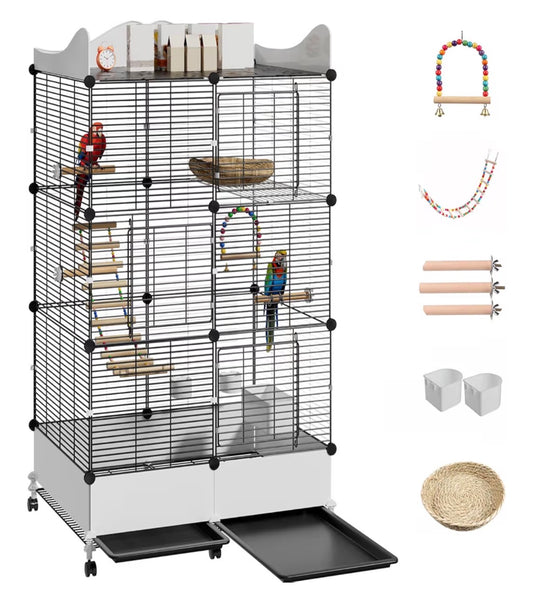 Encrypted Bird Cage Large Bird Cages 57 Inch Top Storage Space, Bottom Splash Guard with Essential Bird Supplies Durable & Spacious (New In Box)