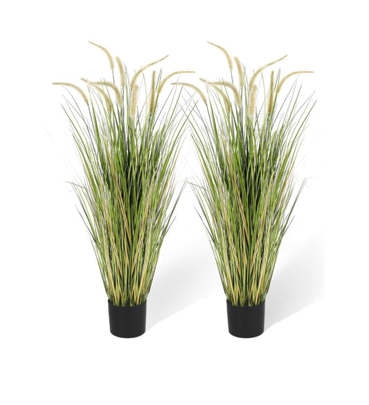 4 Ft. Artificial Horsetail Grasses 2 Pack 47.2 Inch Tall, Realistic Faux Plants for Indoor/Outdoor, Potted Fake Grass Decor for Home, Office, Wedding, Low Maintenance Gift (New in Box)