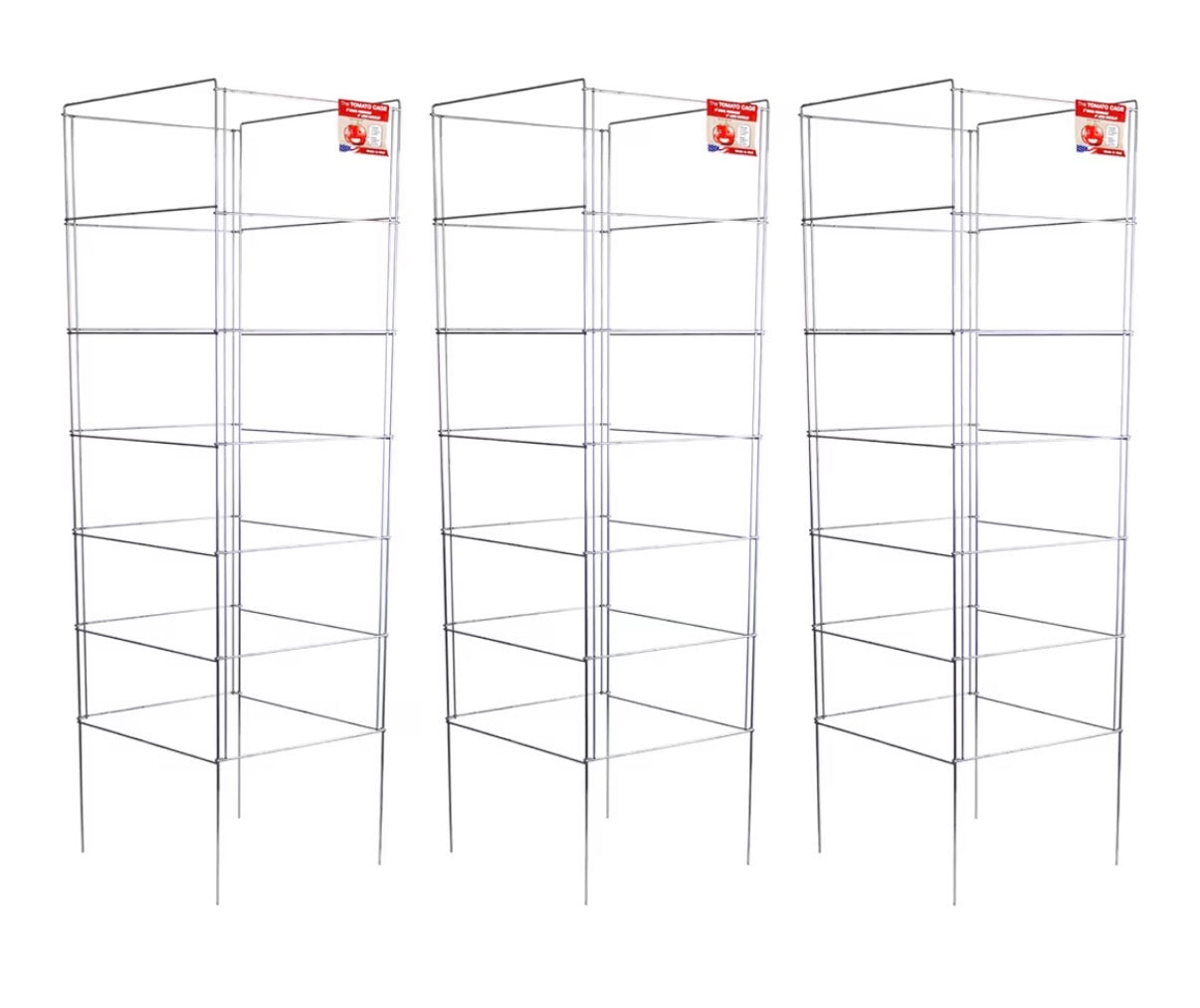 Cedar Ridge Square Foldable Tomato Cages Made in USA Heavy Duty Plant Support for Vegetable Garden, Vegetable, and Flowers-Stakes and Trellis for Climbing plants 13 Inch X 56 Inch (New)