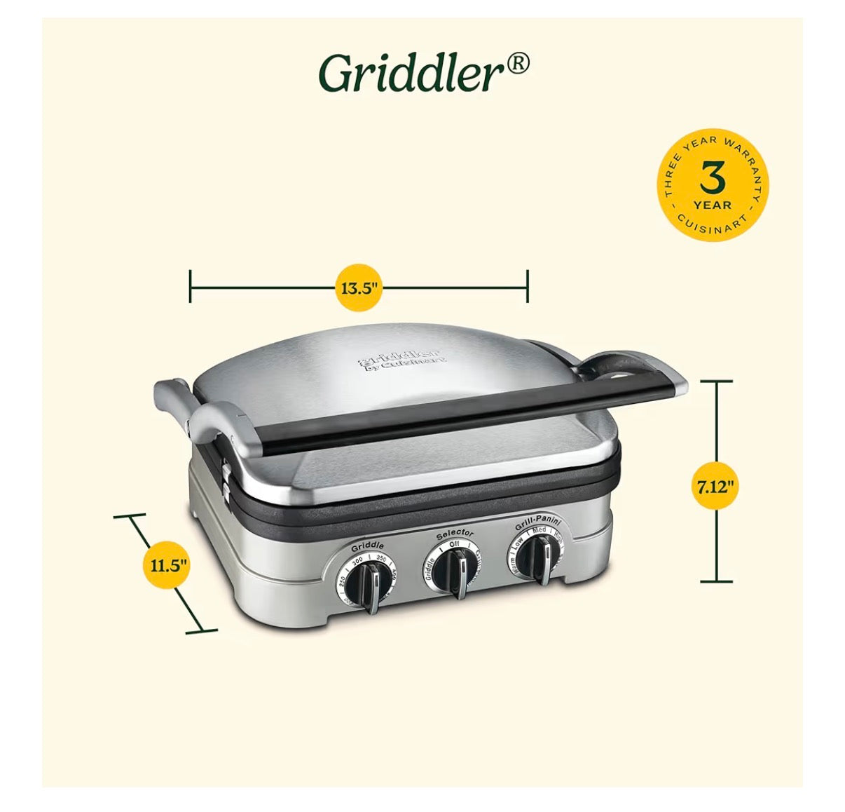 Cuisinart Griddler Indoor Grill, Panini Press, Sandwich Maker & More, 5-in-1 Grilling (New in Box)