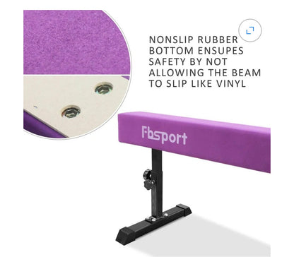 FBSPORT 8 Ft. Adjustable Balance Beam, High and Low Floor Beam Gymnastics Equipment for Kids/Adult, Gymnastics Beam for Training, Practice, Physical Therapy Professional Home Training with Legs (Purple) (Good Used Condition)