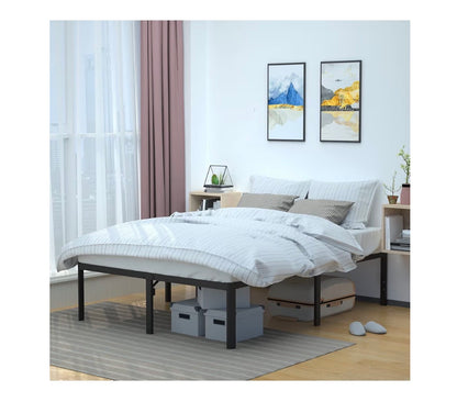 Heavy Duty Non-Slip Sturdy Bed Frame with Steel Slats, No Box Spring Needed, Noise Free, Easy Assembly, 18 Inch Height, Full (Black) (New in Box)
